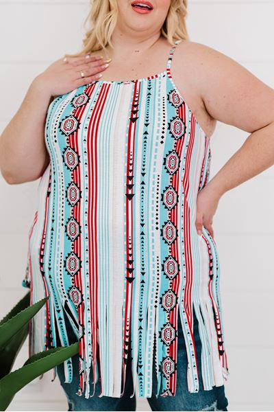 Immagine di PLUS SIZE AZTEC PRINT TANK TOP